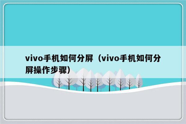 vivo手机如何分屏（vivo手机如何分屏操作步骤）-第1张图片-乐修号