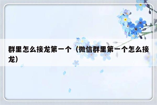 群里怎么接龙第一个（微信群里第一个怎么接龙）-第1张图片-乐修号