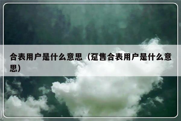合表用户是什么意思（趸售合表用户是什么意思）-第1张图片-乐修号