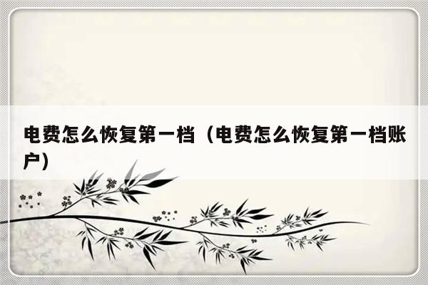 电费怎么恢复第一档（电费怎么恢复第一档账户）-第1张图片-乐修号